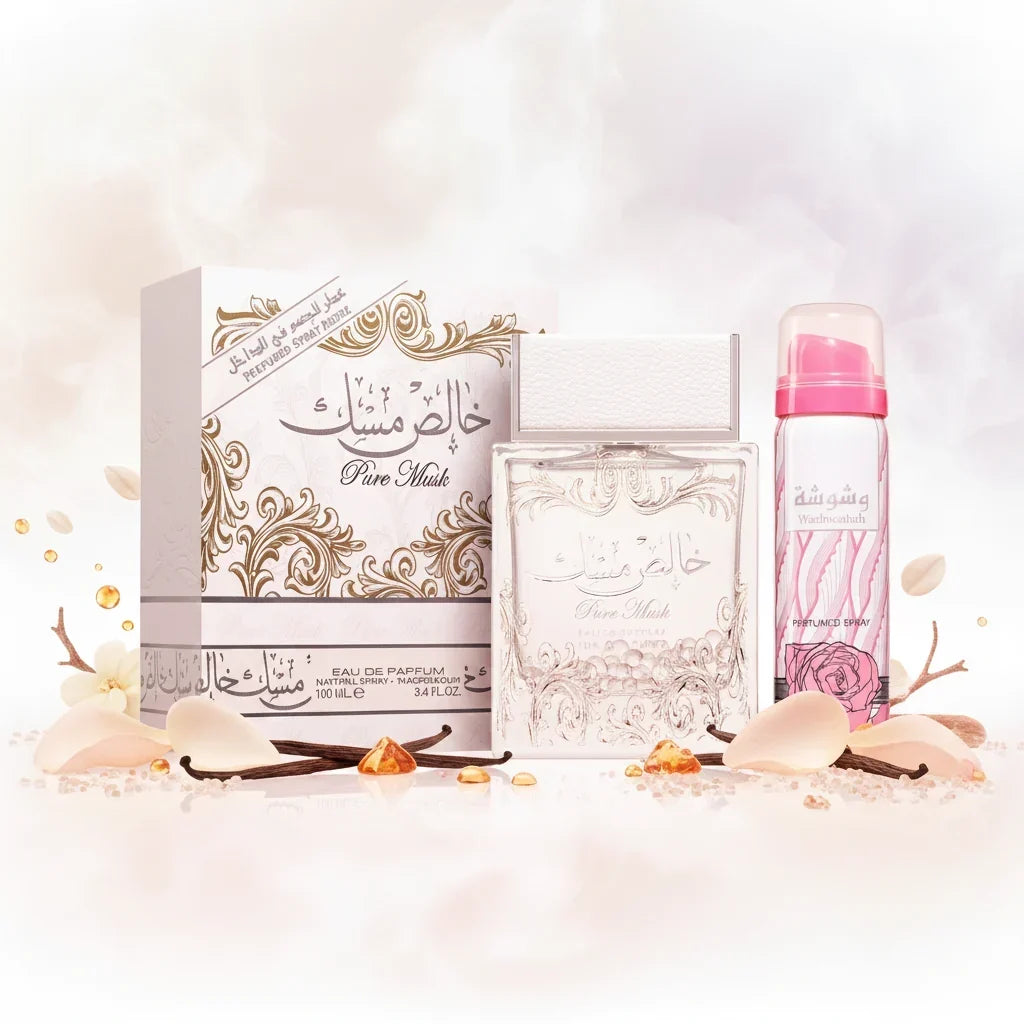Khalis Pure Musk & Washwashah de Lattafa – Le Duo Muscé et Floral pour une Signature Olfactive Unique
