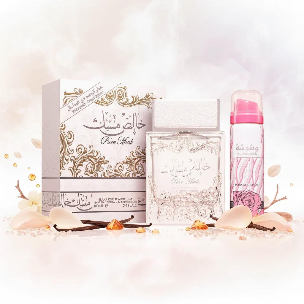 Khalis Pure Musk & Washwashah de Lattafa – Le Duo Muscé et Floral pour une Signature Olfactive Unique