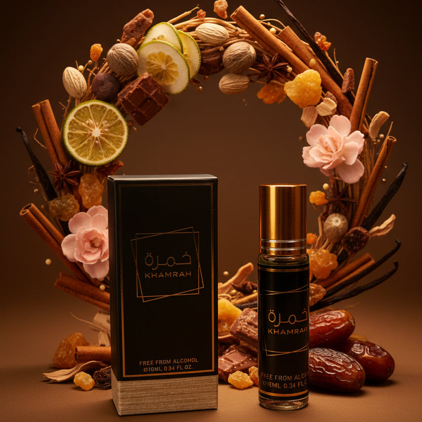 Huile de Parfum Concentrée Khamrah – Roll-On 10 ml (Sans Alcool)