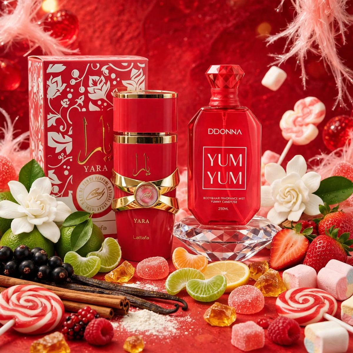 Duo Sucre Pétillant : Eau de Parfum Yara Candy & Brume Yum Yum D'DONNA