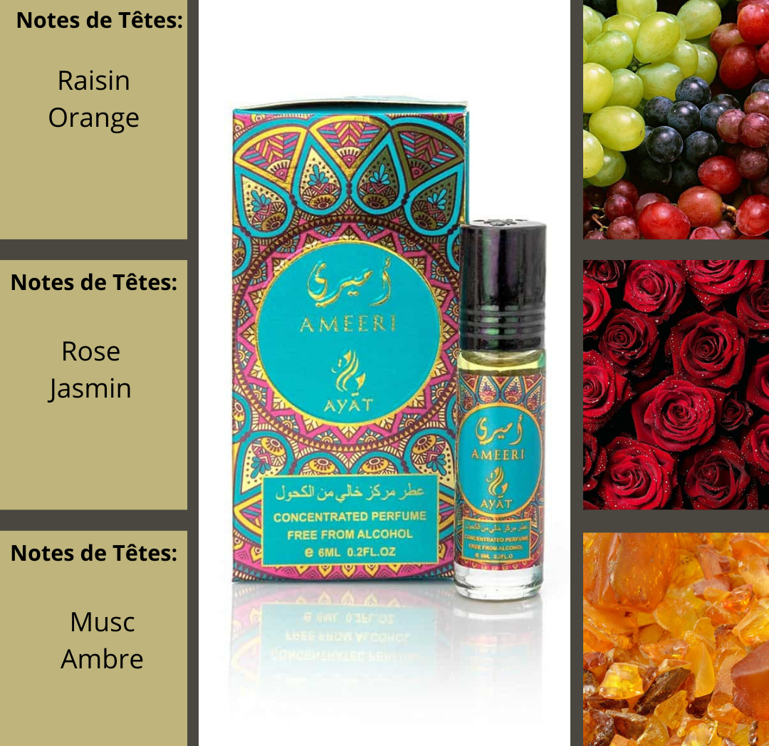 Huile Parfumée AMEERI - AYAT 6ml Sans Alcool