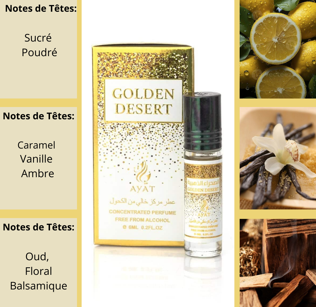 Huile Parfumée GOLDEN DESERT - AYAT 6ml Sans Alcool