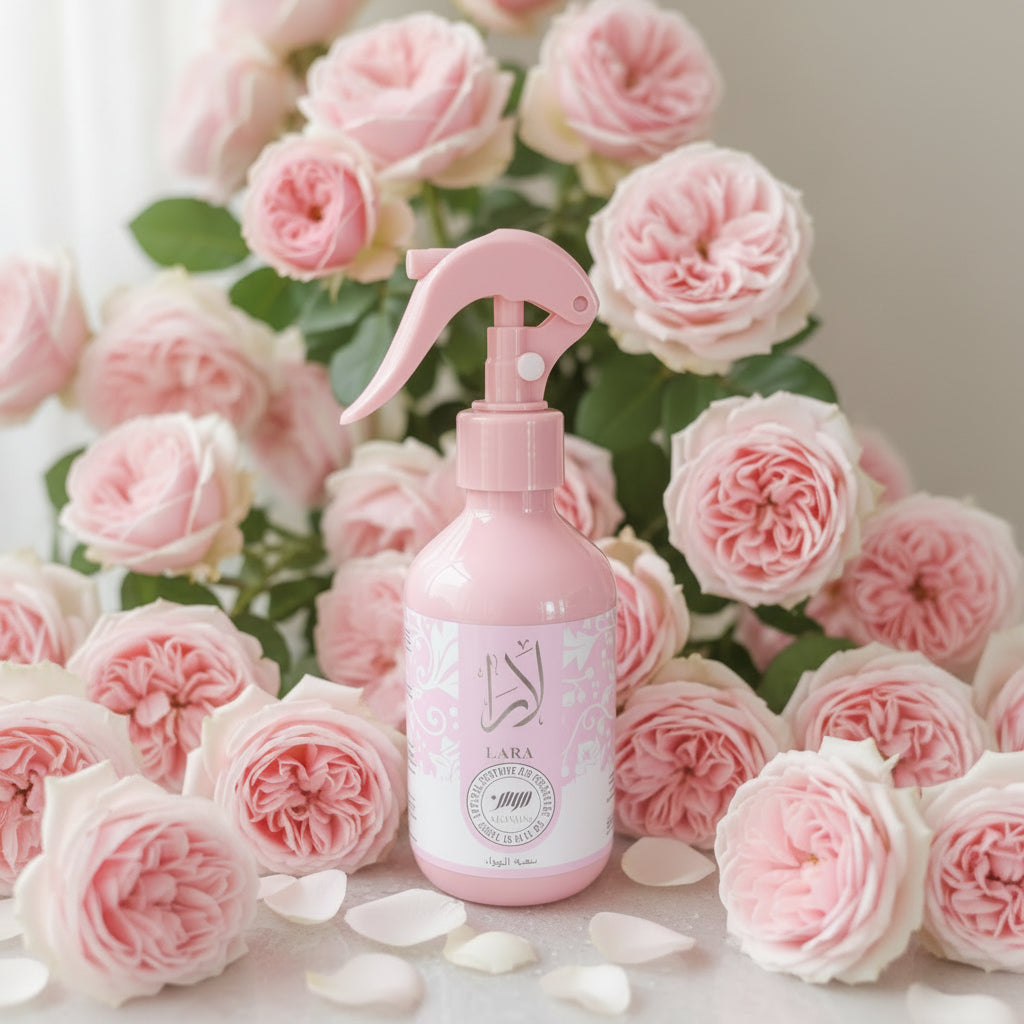 Spray d'intérieur et textile Lara 300 ml de Momin inspiration du Yara Rose