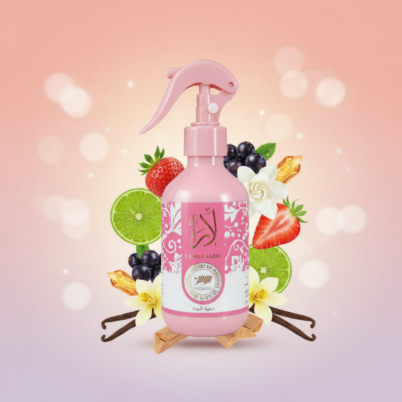 Spray d'intérieur et textile Lara Candy 300 ml de Momin inspiration du Yara Candy
