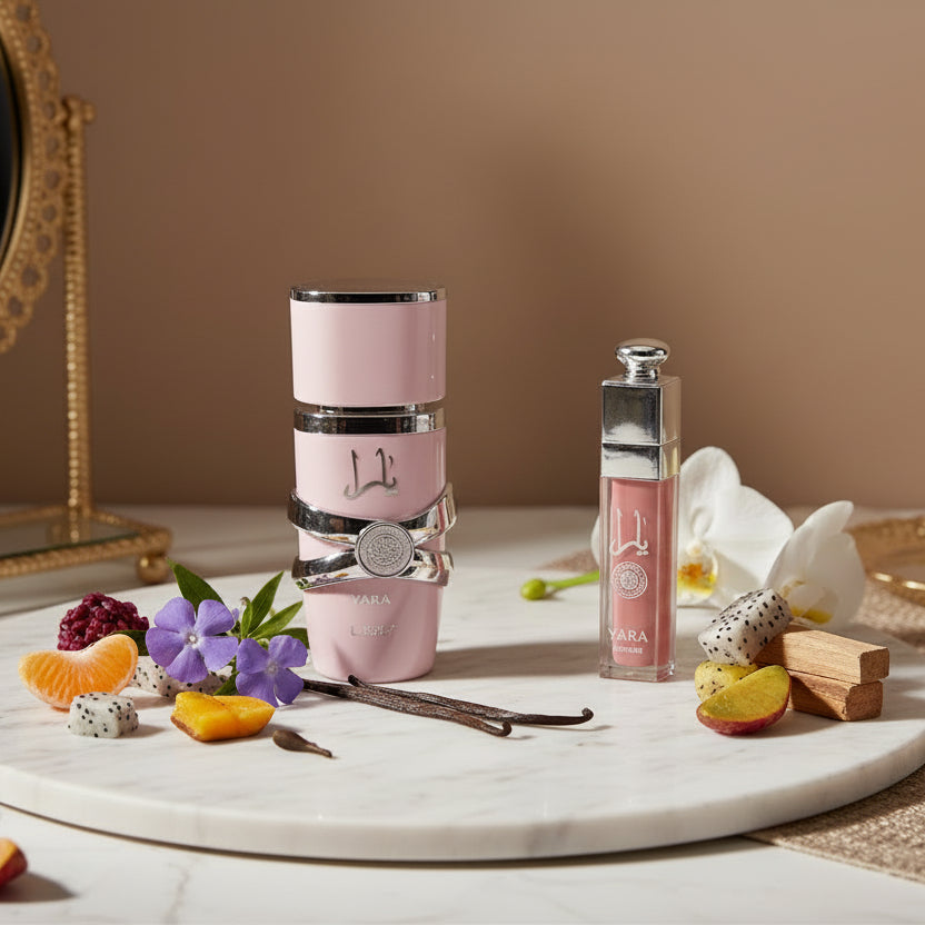 Lot petit budget coffret Yara rose eau de parfum 30 ml et un lip gloss 4 ml