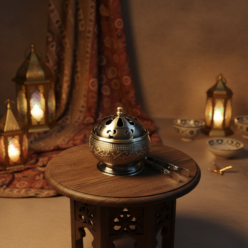 Encensoir et pince sur table orientale