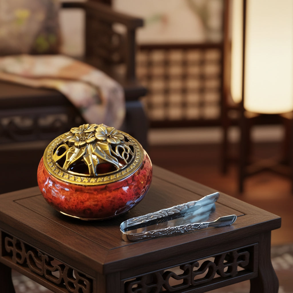 Encensoir en céramique rouge