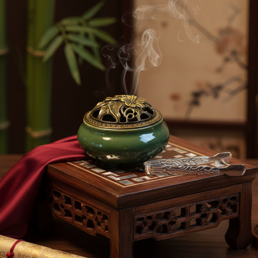 Encensoir en céramique vert