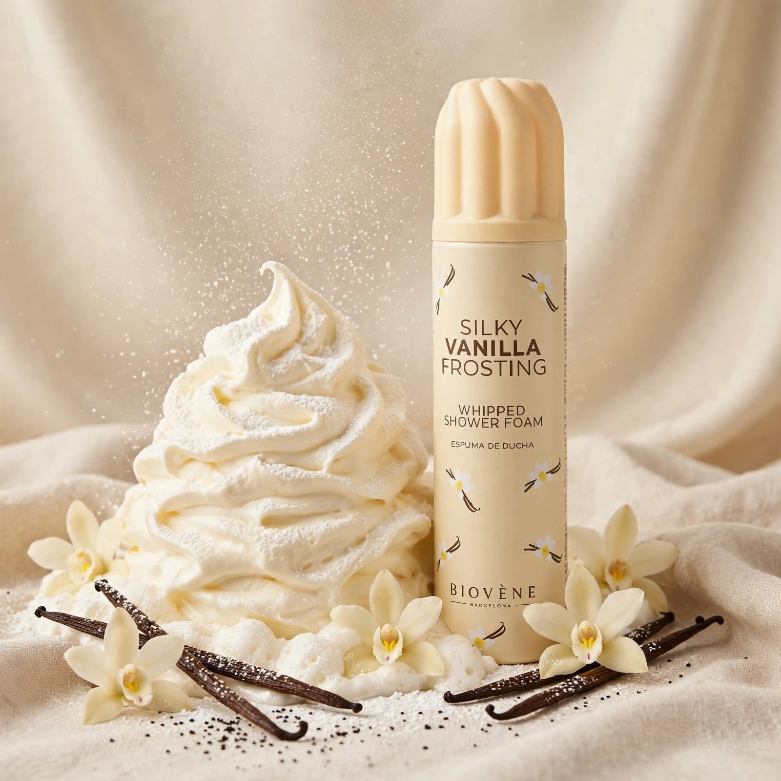 Mousse de Douche Fouettée Silky Vanilla Frosting – Biovène (250 ml)