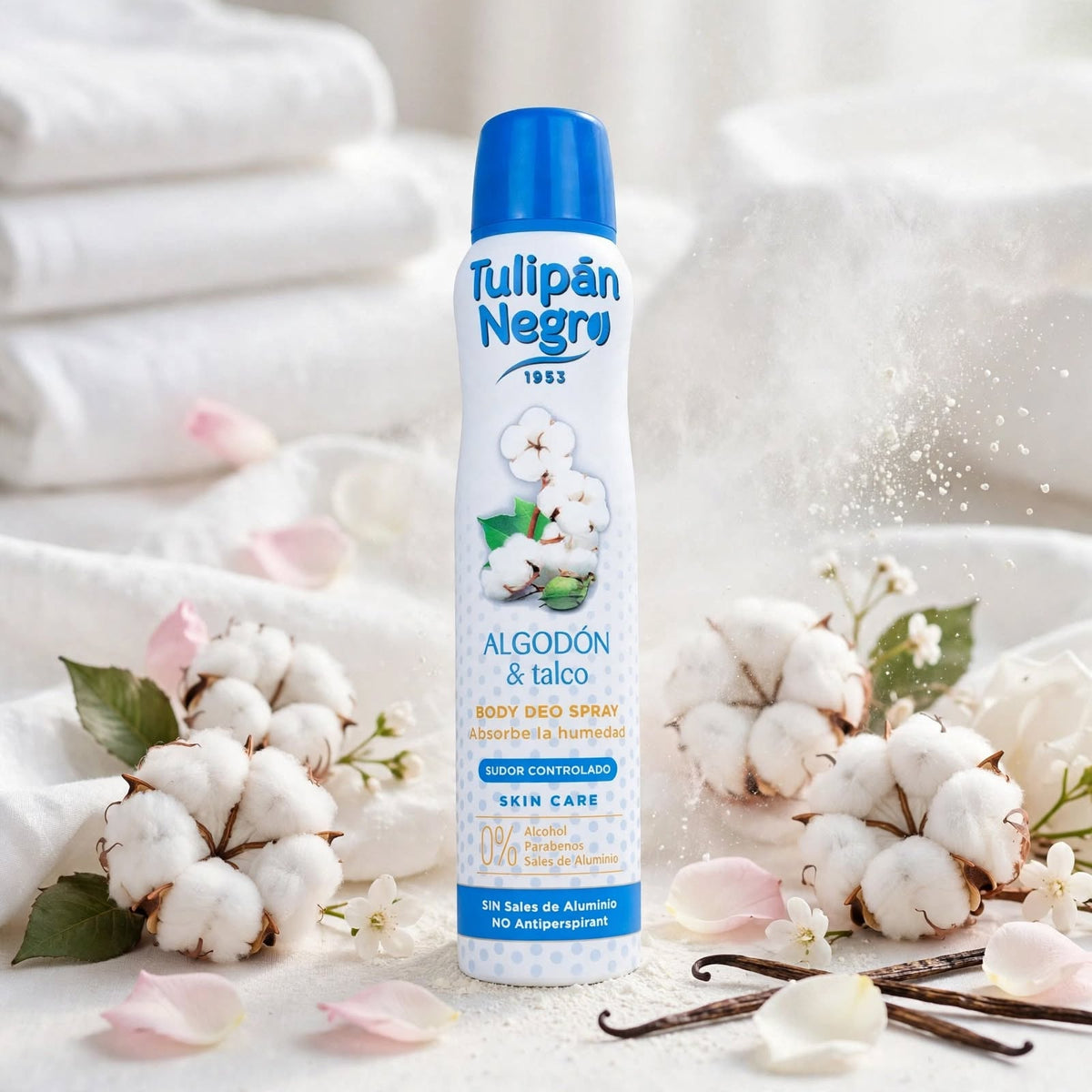 Déodorant Spray Corps Tulipan Negro – Algodón & Talco / Coton et Talc (200 ml)