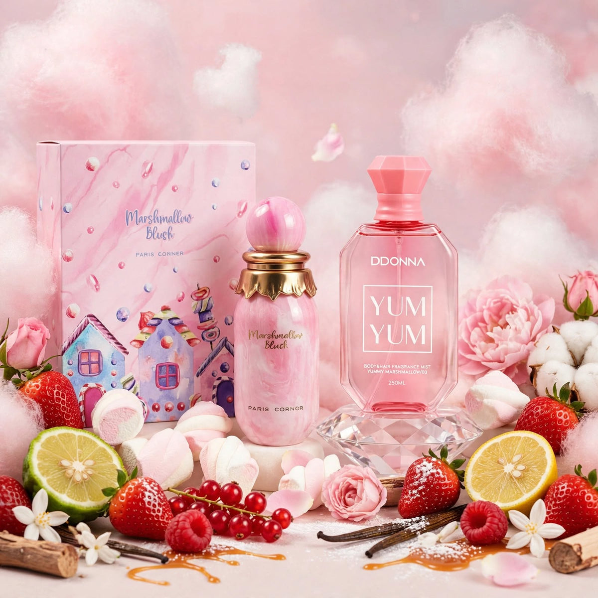 Duo Nuage de Douceur : Eau de Parfum Marshmallow Blush & Brume Yum Yum D'DONNA