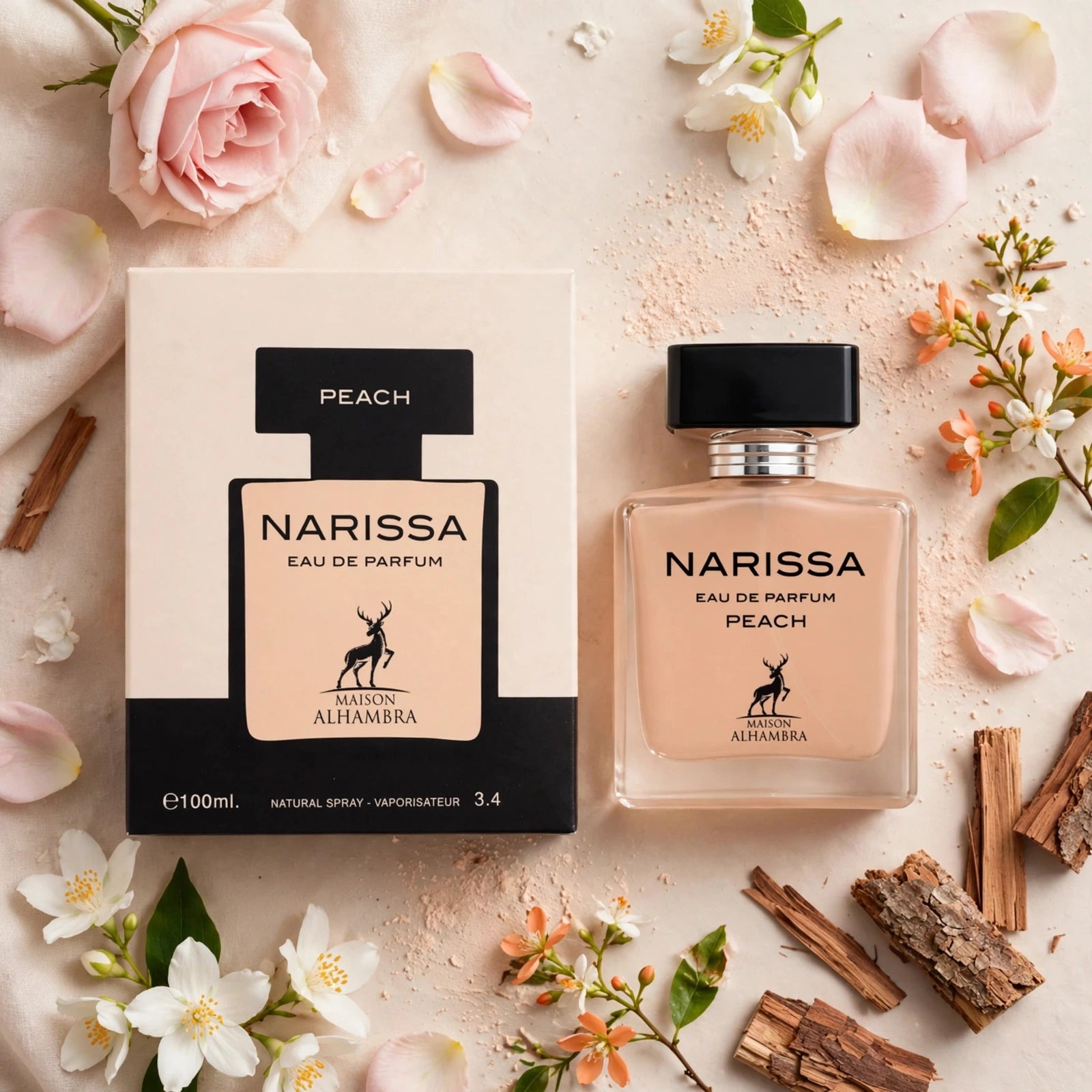 Narissa Peach Eau de Parfum par Maison Alhambra – L'Icône de l'Élégance Musquée (100ml)