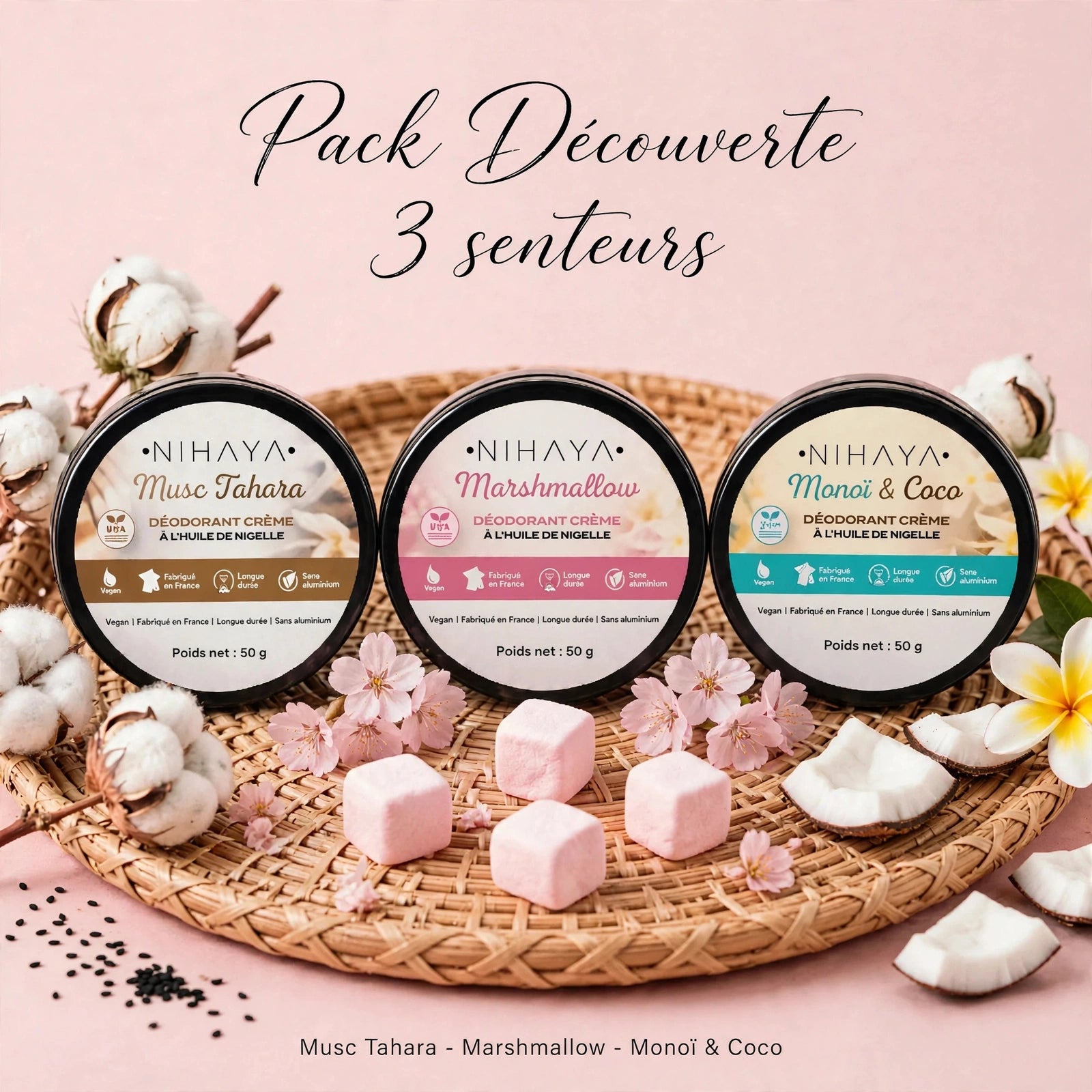 Pack Découverte 3 Senteurs – Nihaya (3 x 50g)