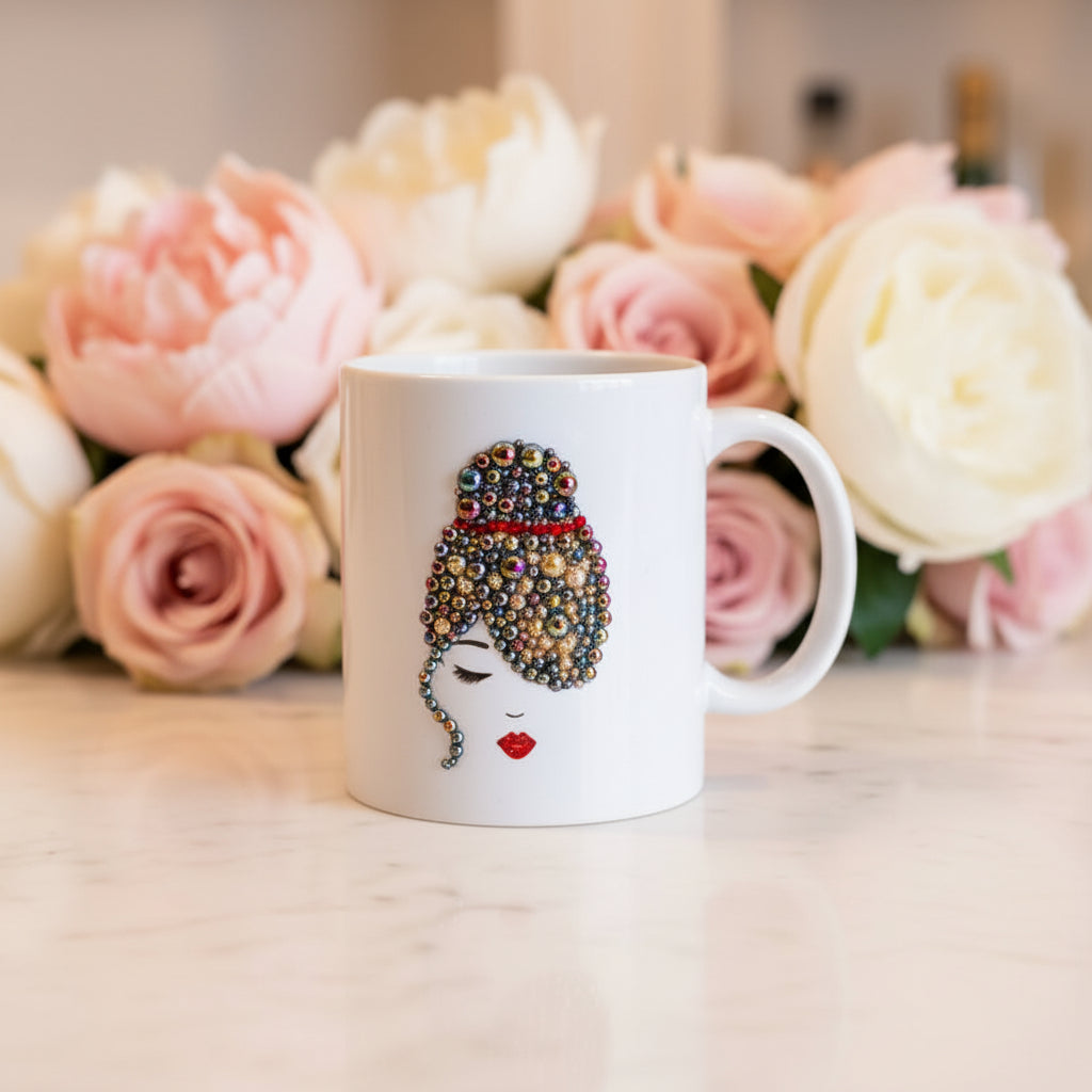 Duo de visages – Perles & Strass fait main