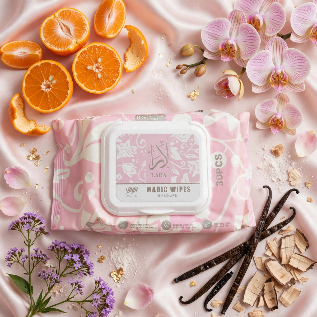 Lingettes Parfumées Magic Wipes Lara Rose – Momin (30 pièces)