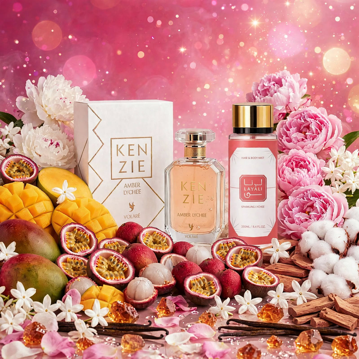 Le Coffret Duo Exotique & Pétillant : Kenzie Amber Lychee & Layali Sparkling Lychee