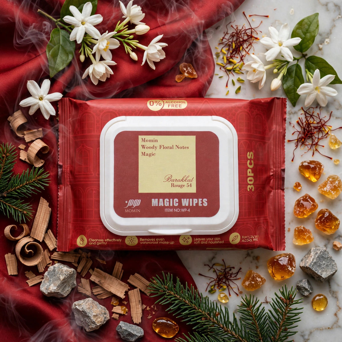 Lingettes Parfumées Magic Wipes Barakkat Rouge 544 – Momin (30 pièces)