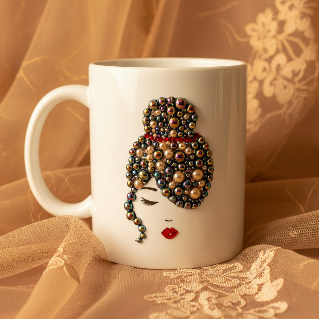 Duo de visages – Perles & Strass fait main