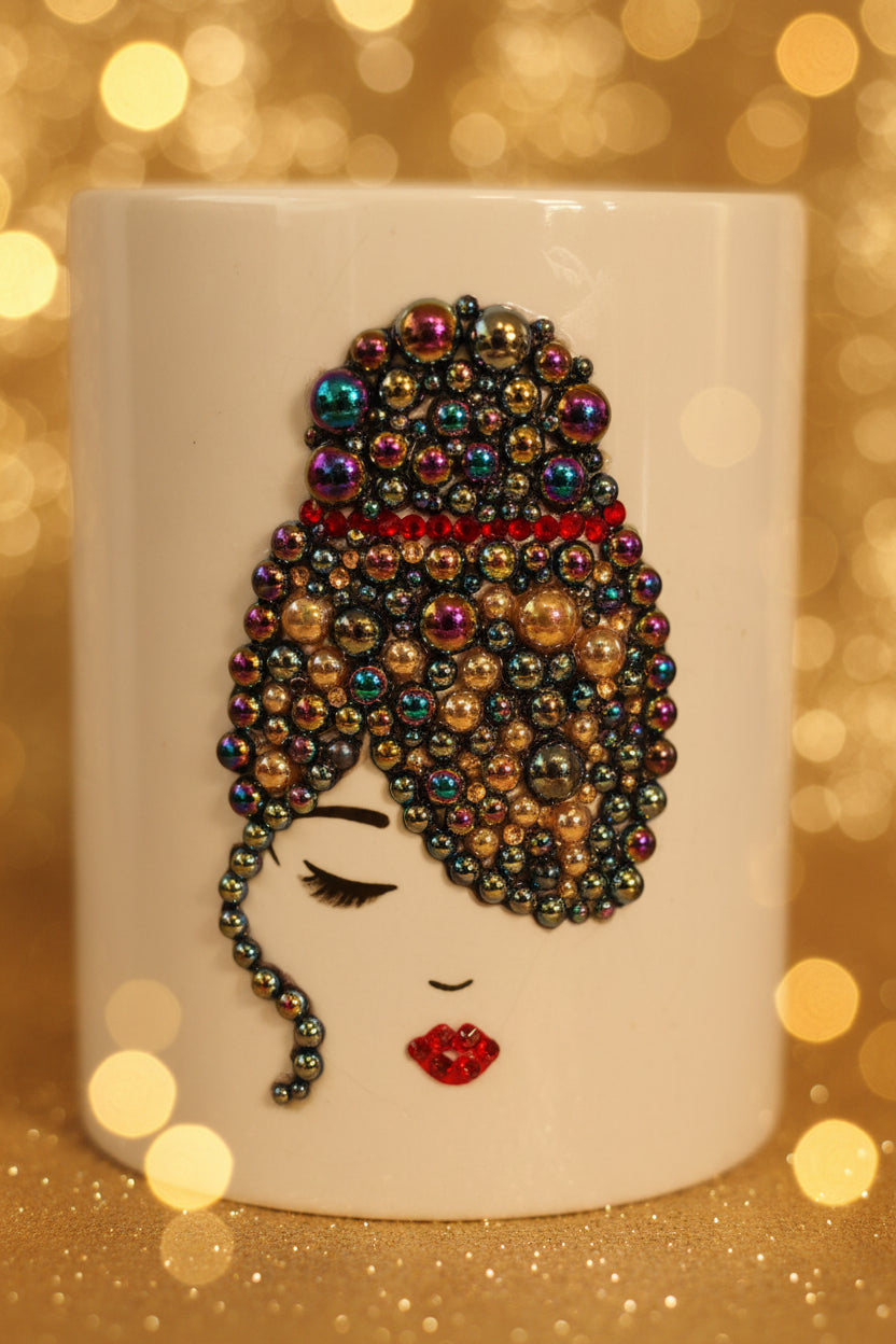 Duo de visages – Perles & Strass fait main