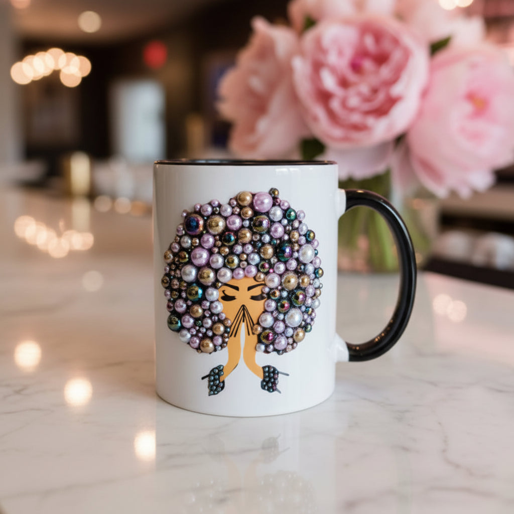 Mug personnalisé – Perles & Strass fait main