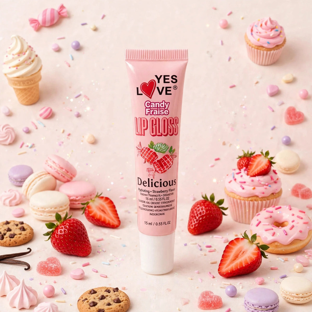 Lip Gloss Hydratant et Gourmand YES LOVE – Collection "Delicious"